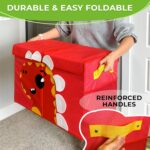 Cutie depozitare, pliabila, capac si manere, 63x41x33 cm, material textil, design Dino XL, rosie - imagine 4