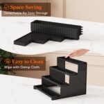 Suport afisare, 4 nivele, 22 cm, cu margini decorative, plastic, negru - imagine 7