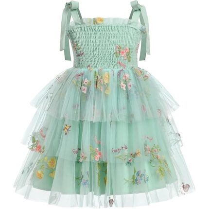 Rochita bebelusi fetite, 12-18 luni, stil printesa, fara maneci, verde deschis