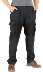 Pantaloni cargo barbati, Poliester cu elastan, marimea L, Regular fit, Buzunare Multiple, lucru si outdoor, Gri