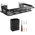 Raft suspendat pentru baie/ bucatarie, 36.5 x 12.5 cm, Metal, Negru