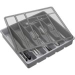 Organizator Tacamuri, 32 x 30 x 5.4 cm, 6 Compartimente, Capac, Plastic, Gri