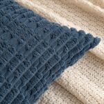 Set de 2 Huse decorative, Catifea, 40 x 40 cm, Albastru - imagine 3