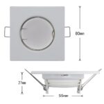 Set de 3 Spoturi LED, patrate, 230 V, 80x55x27 mm incastrate, GU10, 3W, rotunde, dimabil, lumina calda alba, Alb - imagine 2