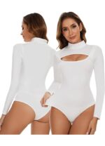 Body modelator dama, marimea L, Nylon, fara bretele, cu tanga, alb - imagine 3