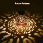 Set 2 felinare solare, metalice, IP65 impermeabile, design retro, LED lumina calda, maner pentru agatare - imagine 6