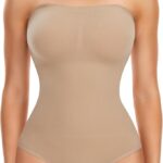 Body modelator dama, marimea L, Nylon, fara bretele, cu tanga, bej