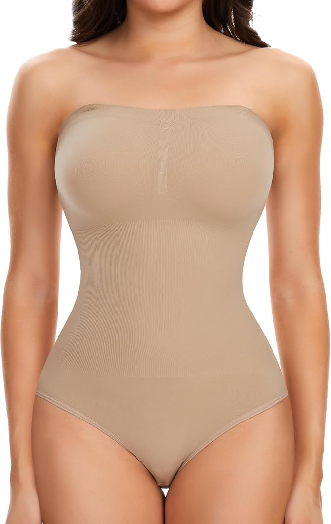 res_339850b8e8b9727a7f00a1f5bf534a5d.jpg Body modelator dama, marimea L, Nylon, fara bretele, cu tanga, bej - imagine 1