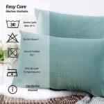 Set de 2 Huse decorative pentru perne, 50x50 cm, catifea, lavabile, turcoaz - imagine 3