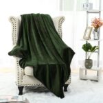 Patura fleece, 200x230cm, microfibra, 330 GSM, usoara si calduroasa, verde - imagine 3