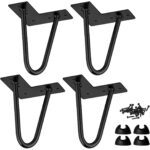 Set de 4 picioare mobilier, otel aliat, 25 cm, anticoroziv, cu protectii si suruburi, negru