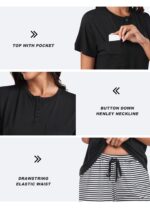 Set pijama dama, marimea M, poliester, tricou si pantaloni scurti, negru - imagine 4