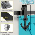 Sistem usa glisanta, 200 cm, otel carbon, design ancora, set complet cu sina si accesorii, max 120kg, negru - imagine 3