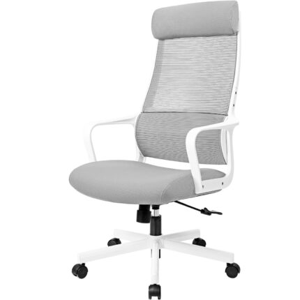 Scaun birou ergonomic, tetiera reglabila, suport lombar S, inaltime reglabila, plasa respirabila, sarcina 150 kg, Gri