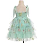 Rochita bebelusi fetite, 12-18 luni, stil printesa, fara maneci, verde deschis - imagine 3