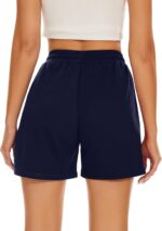 Pantaloni scurti dama, marimea XL, bumbac, talie inalta, albastru inchis - imagine 4