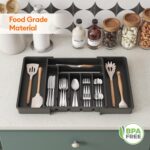 Organizator Tacamuri, 30-54x38x4.5 cm, Extensibil, 9 Compartimente, Reglabile, Plastic, Negru - imagine 7