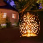 Set 2 felinare solare, metalice, IP65 impermeabile, design retro, LED lumina calda, maner pentru agatare - imagine 2