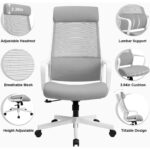 Scaun birou ergonomic, tetiera reglabila, suport lombar S, inaltime reglabila, plasa respirabila, sarcina 150 kg, Gri - imagine 5