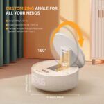 Oglinda makeup, cu Incarcator Wireless si Lumina, Boxa Bluetooth, Suport Telefon, Natur - imagine 2
