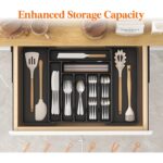 Organizator Tacamuri, 30-54x38x4.5 cm, Extensibil, 9 Compartimente, Reglabile, Plastic, Negru - imagine 2