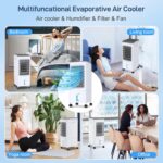 Aer conditionat portabil, 4 in 1, 5.5L, umidificator, ventilator, filtru, telecomanda, 3 trepte viteza, timer 7h, oscilatie 60°, alb - imagine 7