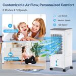 Aer conditionat portabil, 4 in 1, 5.5L, umidificator, ventilator, filtru, telecomanda, 3 trepte viteza, timer 7h, oscilatie 60°, alb - imagine 3