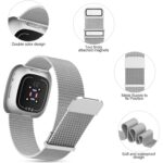 Bratara ajustabila compatibila cu Fitbit Versa 3/Sense, Otel inoxidabil, design clasic cu catarama, Argintiu - imagine 2