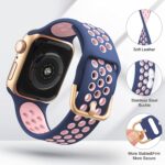 Set de 2 Curele Smartwatch, 38/40 mm, compatibile cu Apple Watch Series 1 2 3 4 5 6 7 8 9 10 11, albastru si roz - imagine 3