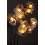 Orhidee artificiala, 9 LED-uri, 54 cm, lumina calda, alimentare pe baterii, alb - imagine 3