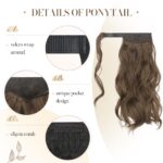 Extensie coada, par sintetic ondulat, 35 cm, rezistent la caldura, prindere wrap around cu pieptene, castaniu - imagine 2