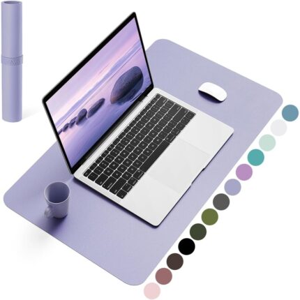 Mousepad, multifunctional, 60x35 cm, impermeabil, piele ecologica, baza antiderapanta din piele intoarsa, lavanda