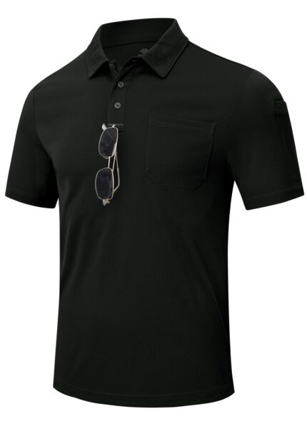 Tricou polo barbati, marimea S, poliester, maneca scurta, negru