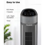 Ventilator turn, 5 Viteze, 106 cm, Oscilant 60°, Telecomanda, Timer 9H, 4 Moduri de Functionare, 33dB, Design Compact, Silentios, Negru - imagine 2