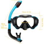 Set Snorkeling pentru copii, masca anti-aburire, vedere panoramica 180°, anti-infiltratii, albastru si negru - imagine 6