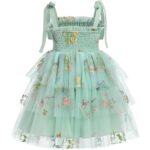 Rochita bebelusi fetite, 12-18 luni, stil printesa, fara maneci, verde deschis - imagine 2