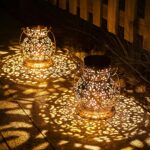 Set 2 felinare solare, metalice, IP65 impermeabile, design retro, LED lumina calda, maner pentru agatare
