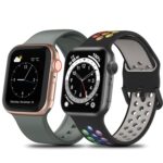 Set de 2 Curele Smartwatch, 38/40 mm, compatibile cu Apple Watch Series 1 2 3 4 5 6 7 8 9 10 11, verde, negru si multicolor