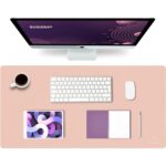 Mousepad pentru protectie birou, piele PU, Anti-alunecare, fara deformare, durabil, Usor de curatat, 80x40 cm, Roz