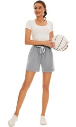 Pantaloni scurti dama, marimea XXL, bumbac, talie inalta, gri deschis - imagine 4