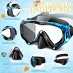 Set Snorkeling pentru copii, masca anti-aburire, vedere panoramica 180°, anti-infiltratii, albastru si negru - imagine 2