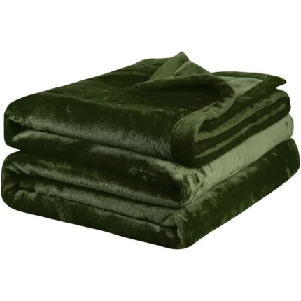 Patura fleece, 200x230cm, microfibra, 330 GSM, usoara si calduroasa, verde