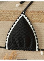 Costum de baie 2 piese, marimea XS, negru si alb - imagine 4