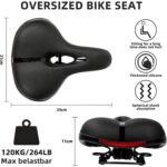 Scaun de bicicleta, Benzi Reflectorizante, 25 x 21 x 11 cm, Confortabil, Impermeabil, Respirabil, Ergonomic, Absorbtie a Socurilor, Negru - imagine 6