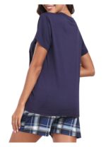 Set pijama dama, marimea M, tricou si pantaloni scurti, albastru inchis - imagine 2