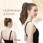 Extensie coada, par sintetic ondulat, 35 cm, rezistent la caldura, prindere wrap around cu pieptene, castaniu inchis - imagine 5