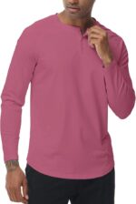 Bluza barbati, marimea L, bumbac, maneca lunga, slim fit, respirabil, roz - imagine 3