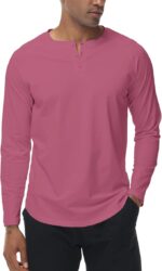 Bluza barbati, marimea L, bumbac, maneca lunga, slim fit, respirabil, roz - imagine 2