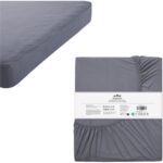 Cearceaf Pat Elastic, 90x200 cm, Bumbac, Vara/Iarna, Compatibil Masina de Spalat si Uscator, Gri