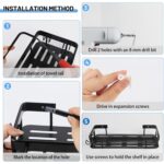 Raft suspendat pentru baie/ bucatarie, 36.5 x 12.5 cm, Metal, Negru - imagine 3